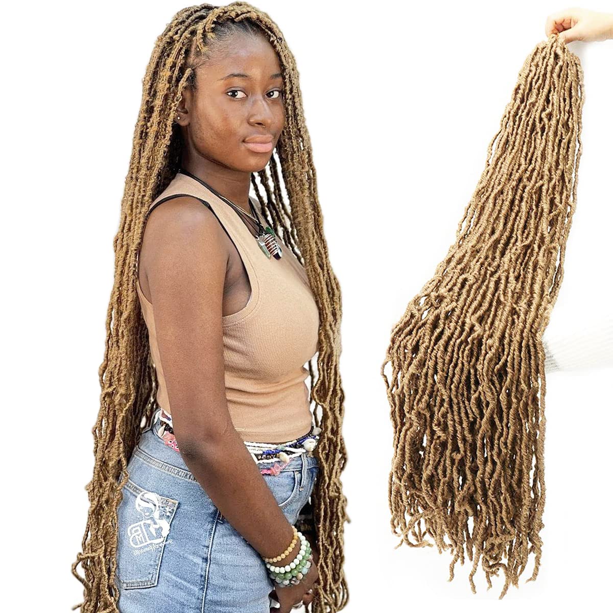 36 Inch 4 Packs Soft Locs Crochet Hair Brown Color 27 Whole Strand No Extended Long New Faux Locs Pr