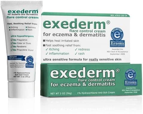 Exederm Ultra Hypoallergenic Eczema Dermatitis Flare Control Cream, NEA Accepted (2 oz tube)