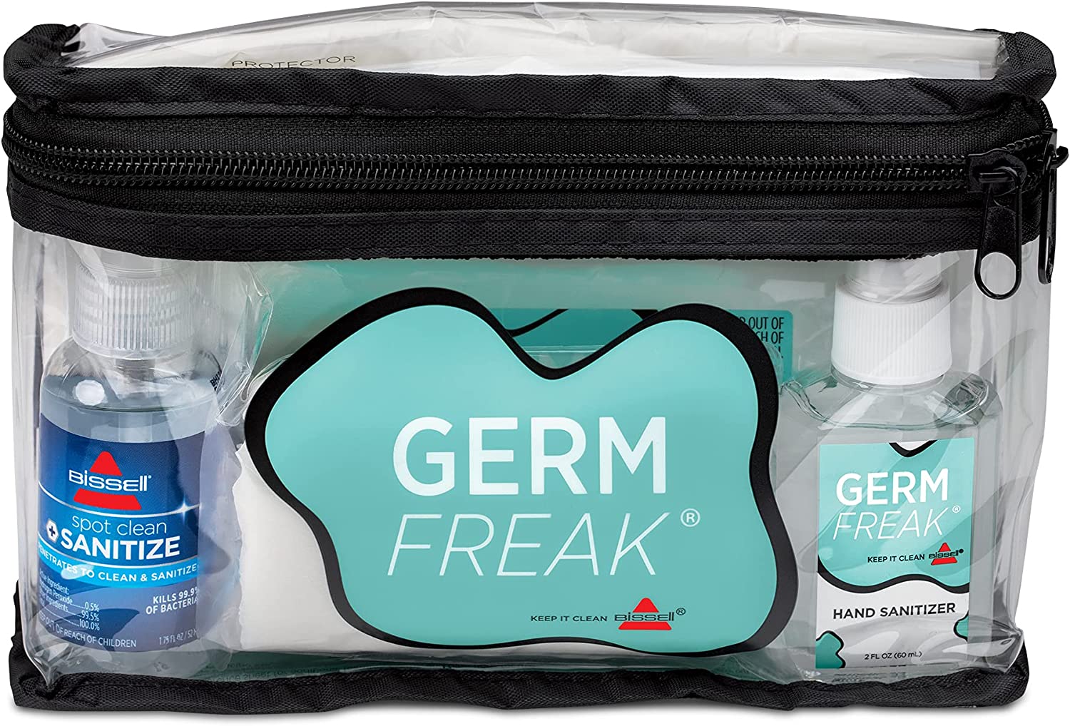 BISSELL Germ Freak Travel Kit with Spot Clean, Sanitize Spray, Wipes & Hand Gel, Protective Gloves &