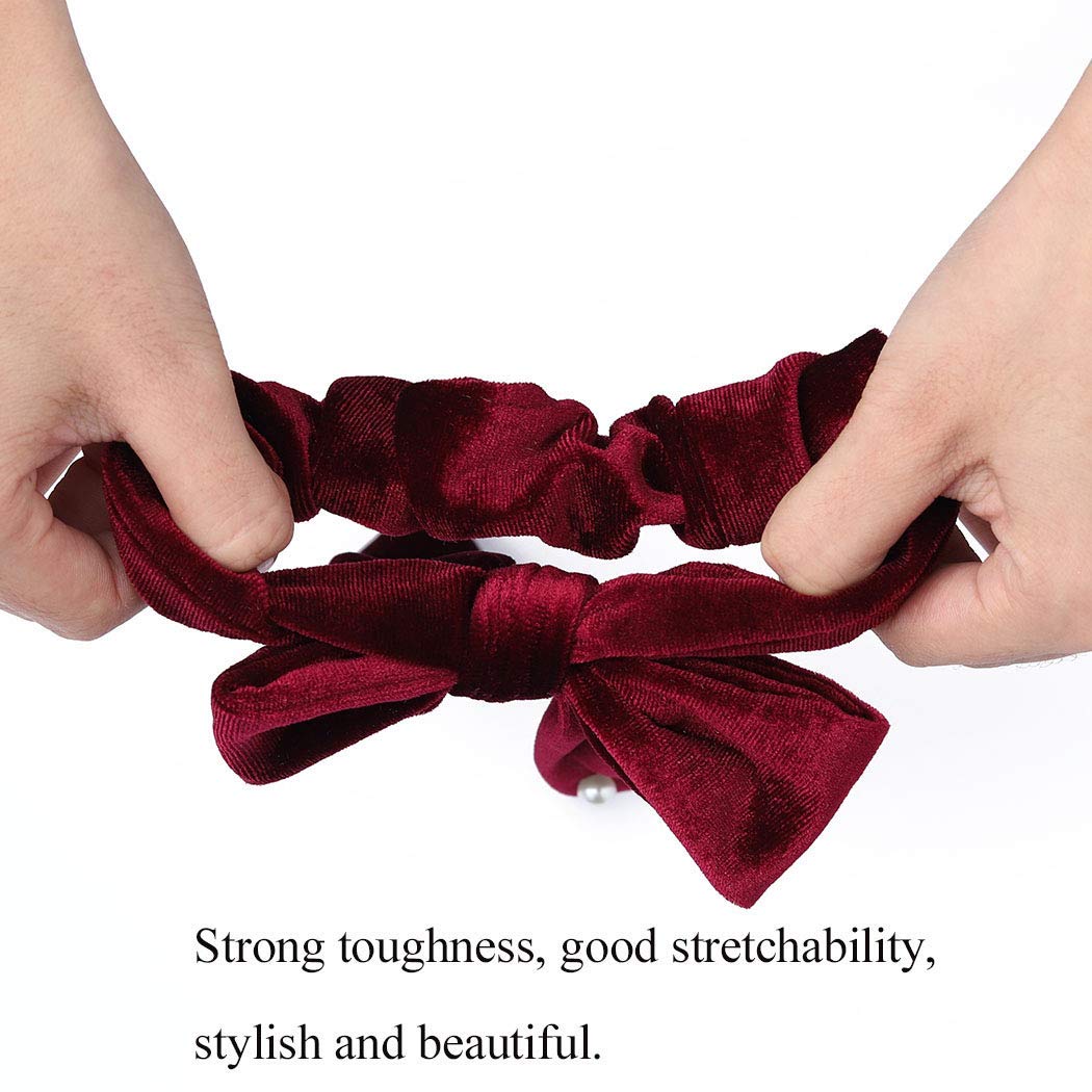 Hair Scarf Scrunchies，4 pcs Hair Bands Ponytail Holder Scrunchy Ties 2 in 1 for women/Girls, Soft 