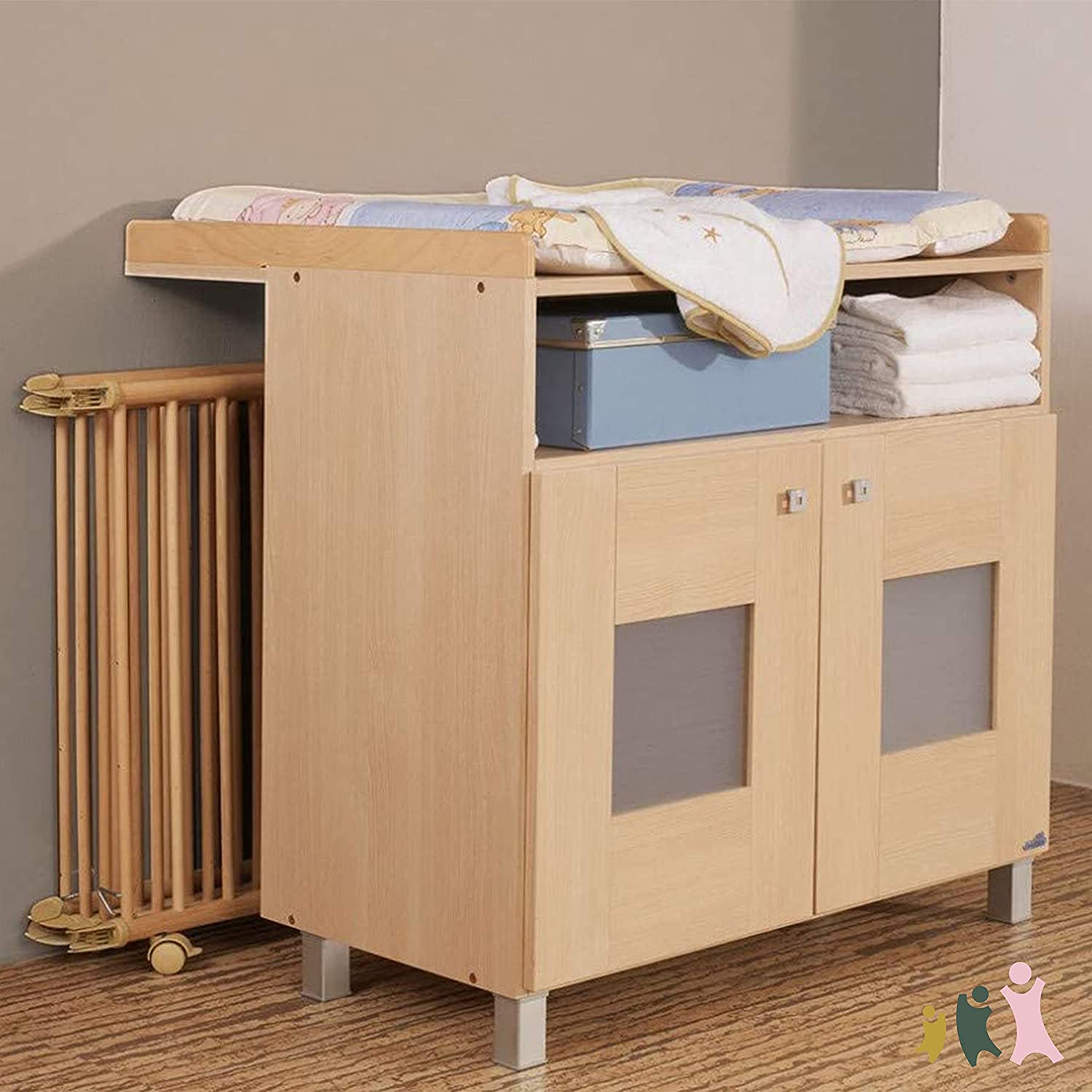 Geuther Laufstall Lucilee - zusammenfalltbares Laufgitter, T\xc3\x9cV gepr\xc3\xbcft aus Holz in Nat