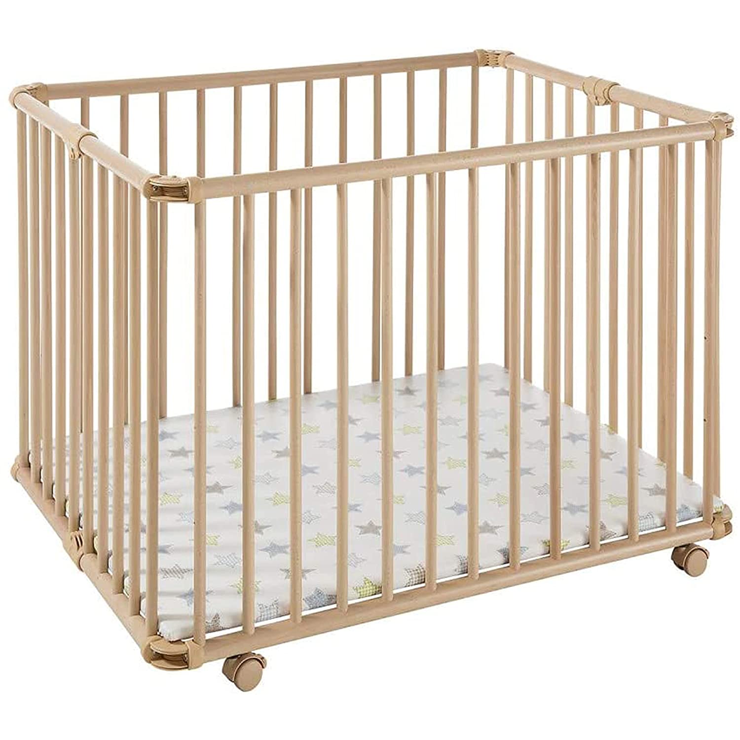 Geuther Laufstall Lucilee - zusammenfalltbares Laufgitter, T\xc3\x9cV gepr\xc3\xbcft aus Holz in Nat