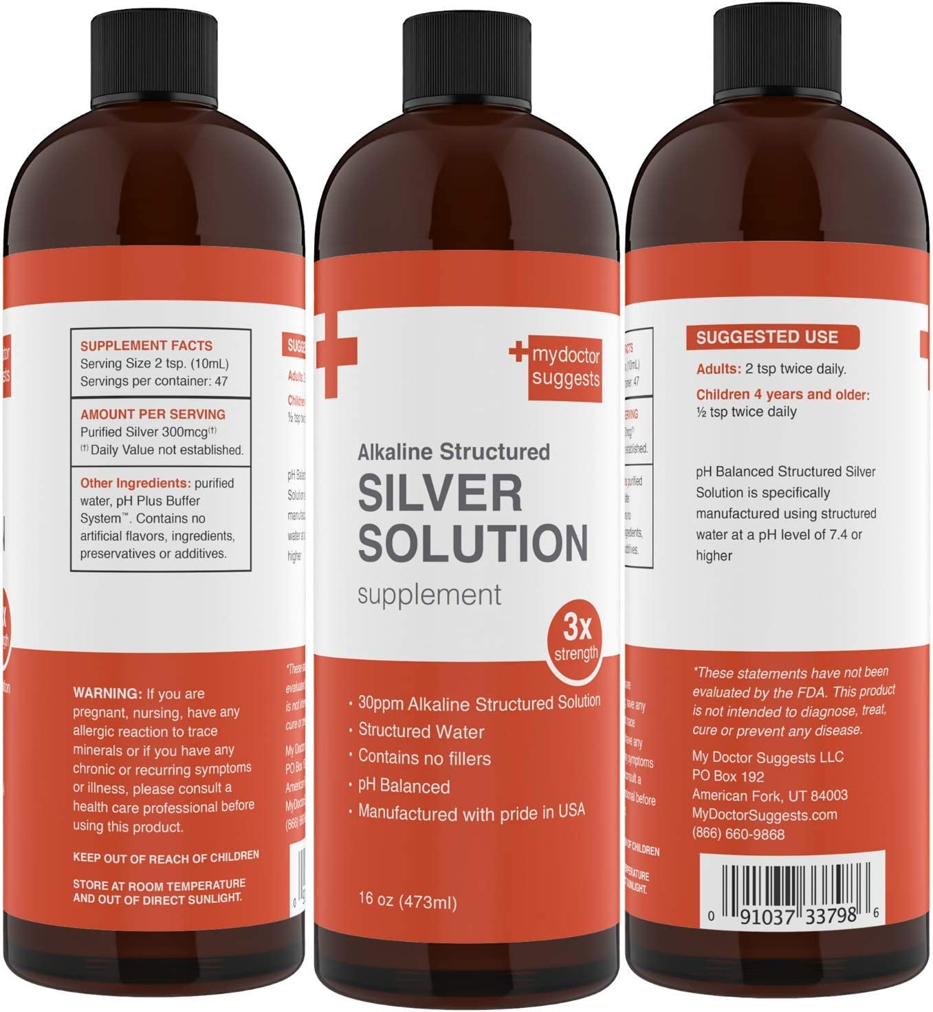 My Doctor Suggests Structured Colloidal Silver Liquid Solution 30ppm Mineral Alkaline 16 Oz- Immune