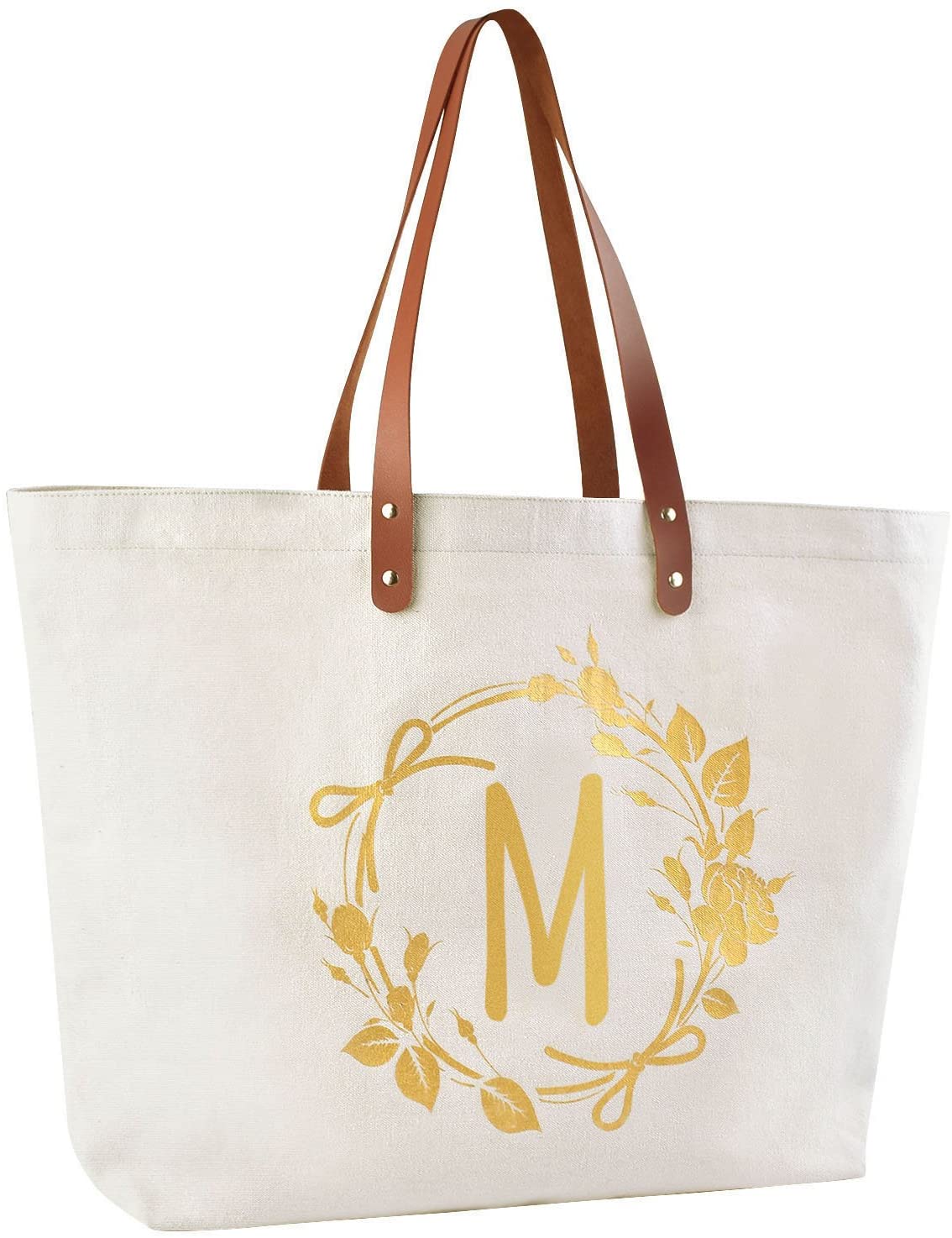 ElegantPark Personalized Gifts for Women Monogrammed Tote Bag Monogram M Initial Bags and Totes for