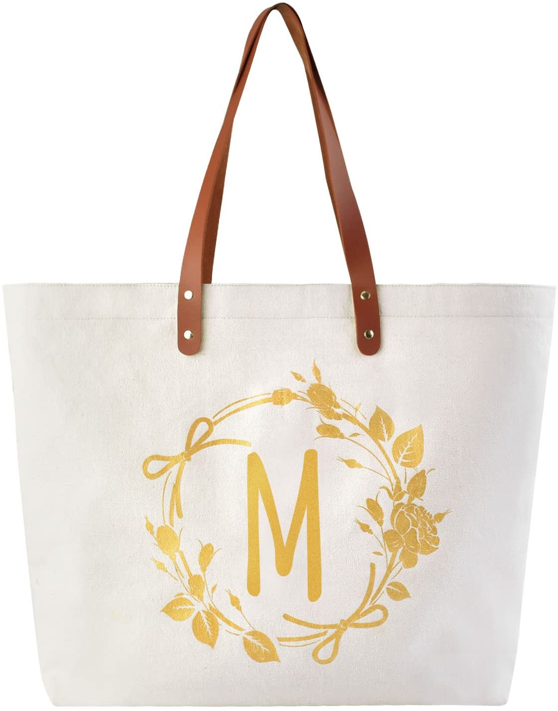 ElegantPark Personalized Gifts for Women Monogrammed Tote Bag Monogram M Initial Bags and Totes for