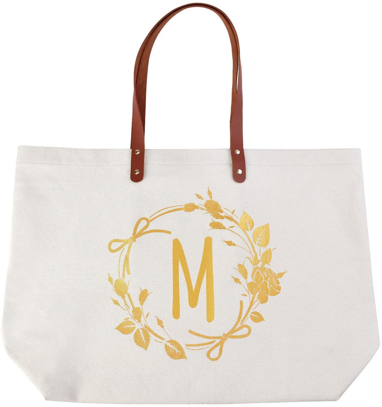 ElegantPark Personalized Gifts for Women Monogrammed Tote Bag Monogram M Initial Bags and Totes for