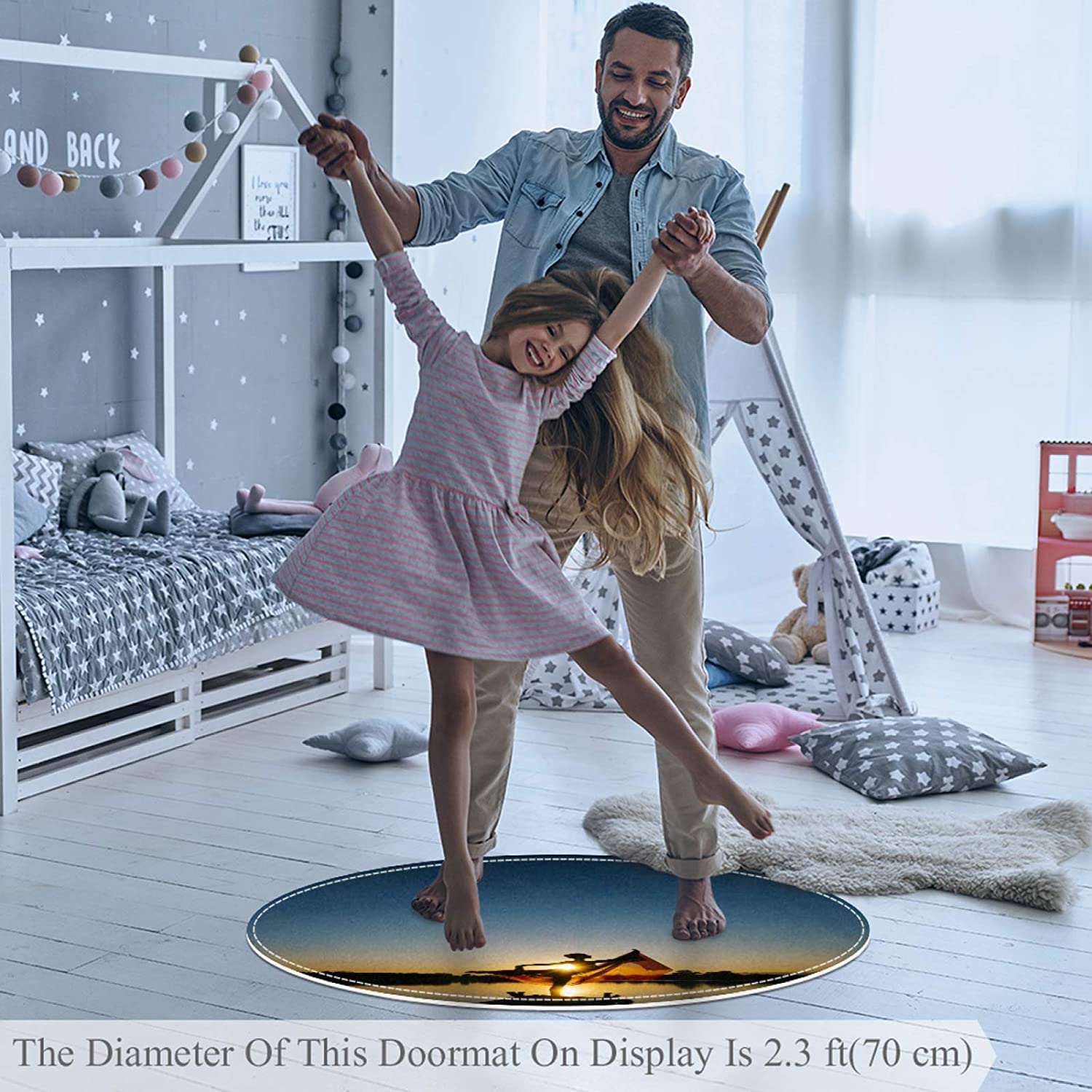 Baby Rug Ballerina Nursery Rug Non-Slip Kids Rugs for Playroom Reading Room Nursery Room Kids Bedroo