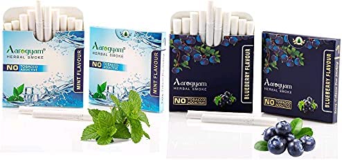Aarogyam Herbal Cigarettes for Relieve Stress Combo Pack of (Blueberry Flavor and Mint Flavor)