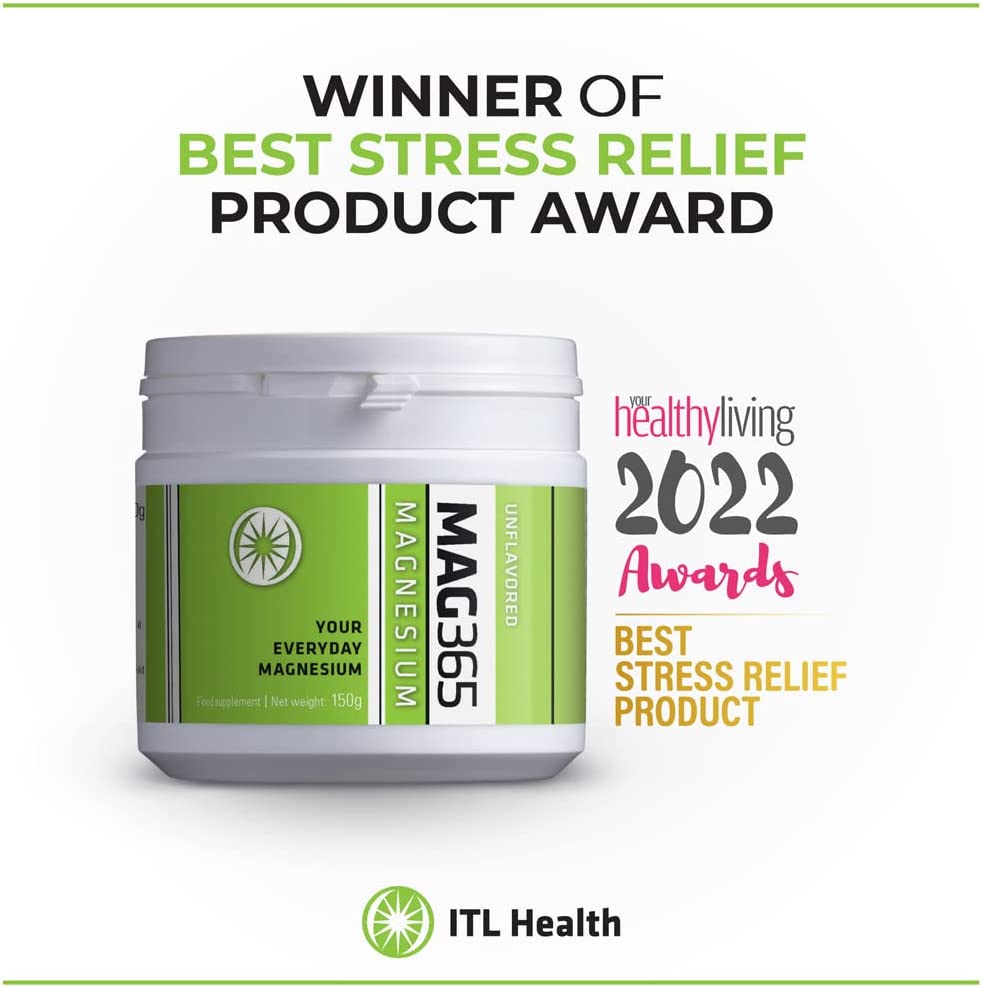 Mag365 Unflavored High Absorption Magnesium Powder Drink for Sleep Support, Stress Relief, Muscle Re
