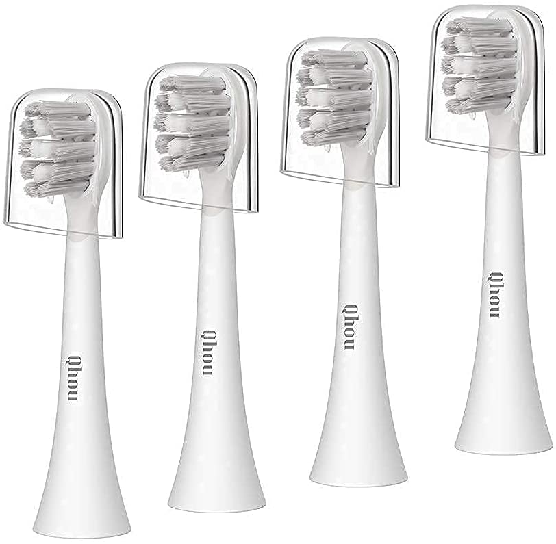 Qhou Electric Sonic Toothbrush with 6 Pack Replacement Brush Heads (Standard Bristles)