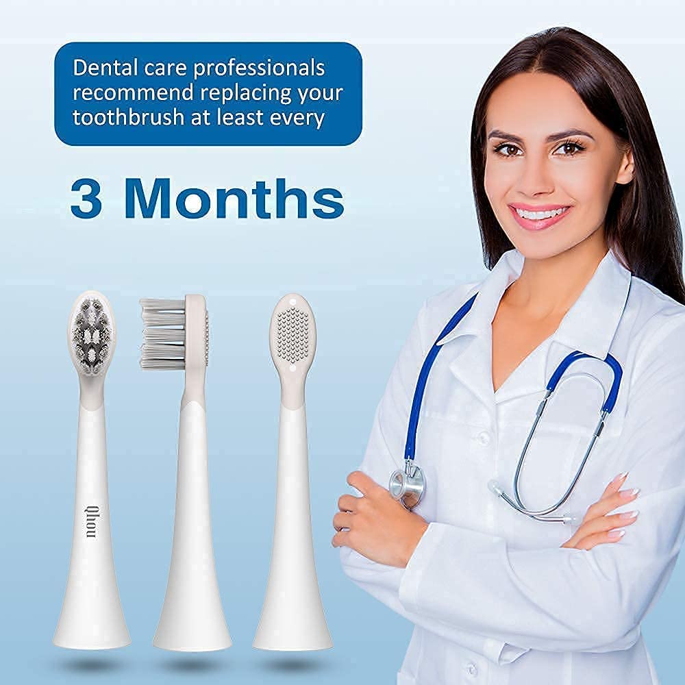 Qhou Electric Sonic Toothbrush with 6 Pack Replacement Brush Heads (Standard Bristles)
