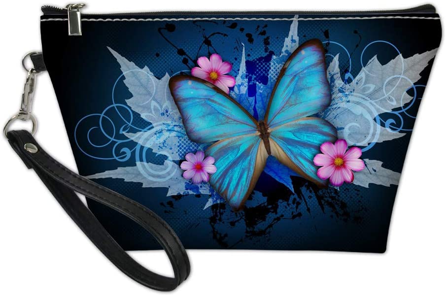 Caroiem Flower Butterfly Cosmotic Pouch for Fashion, Premium Quality Leather Cosmotic Case Coin Purs