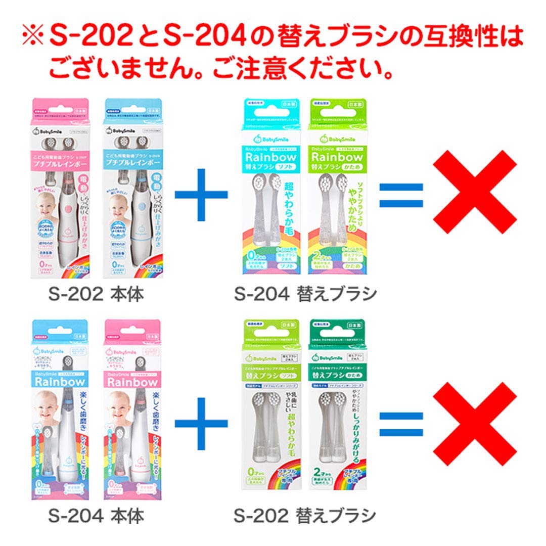 BabySmile Kids Sonic Electric Toothbrush for Ages 0-12 Years (Made in Japan) with Rainbow LED and Sm
