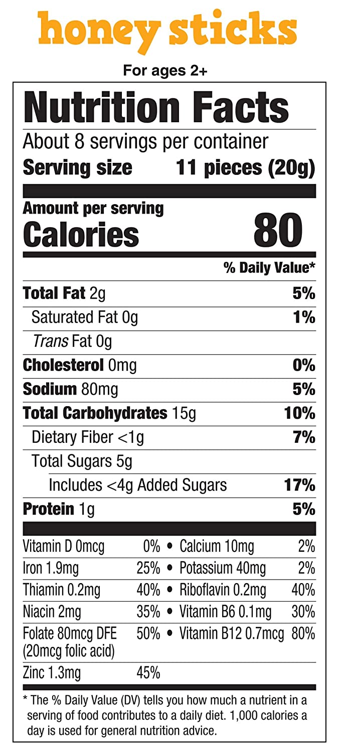 Earth's Best Organic Sesame Street Toddler Snacks, Crunchin' Honey Sticks, Grahams, 5.3 Oz Box (Pack