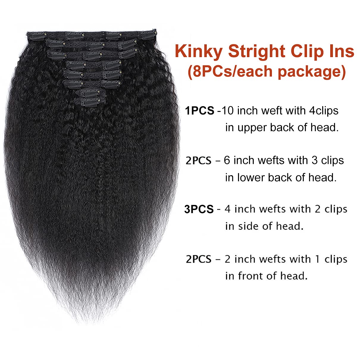 Clip in Human Hair Extensions Kinky Straight 100% Unprocessed Virgin Remy Hair Clip Ins For Black Wo
