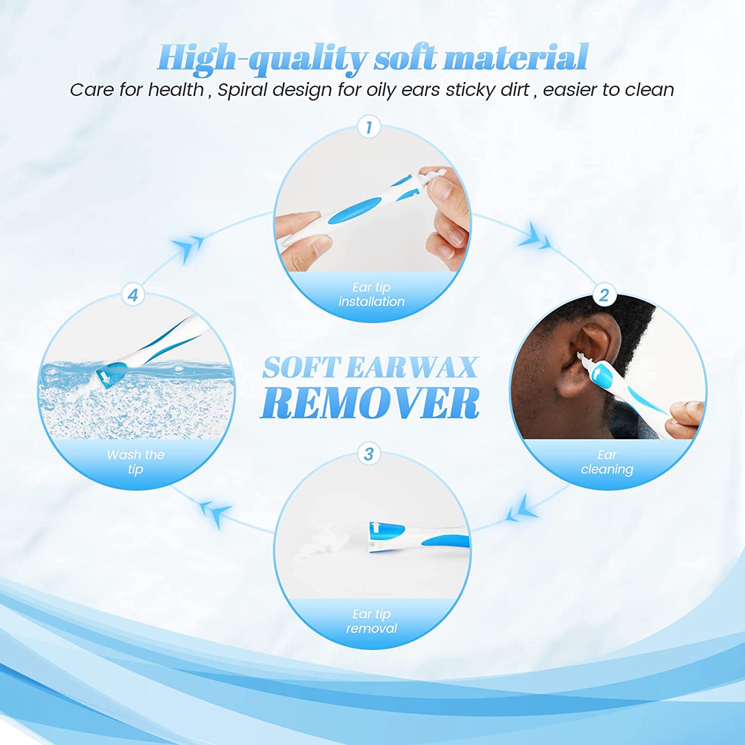 Q Grips Earwax Remover, 2022 Upgraded Tvidler Spiral Swab Catcher Ear Wax Remover Kit Ear Cleaner Ea