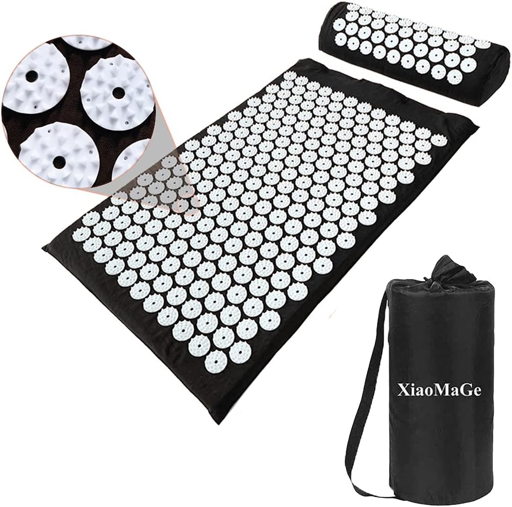 Acupressure Mat and Pillow Set with Bag - Large Size 28.7 X 16.5 inch Acupuncture Mat for Neck & Bac