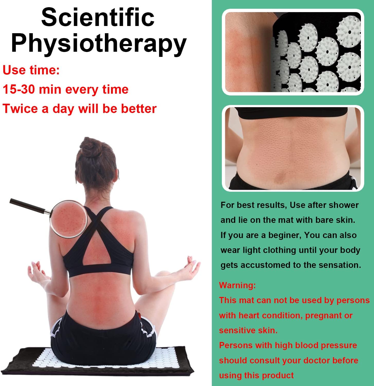 Acupressure Mat and Pillow Set with Bag - Large Size 28.7 X 16.5 inch Acupuncture Mat for Neck & Bac