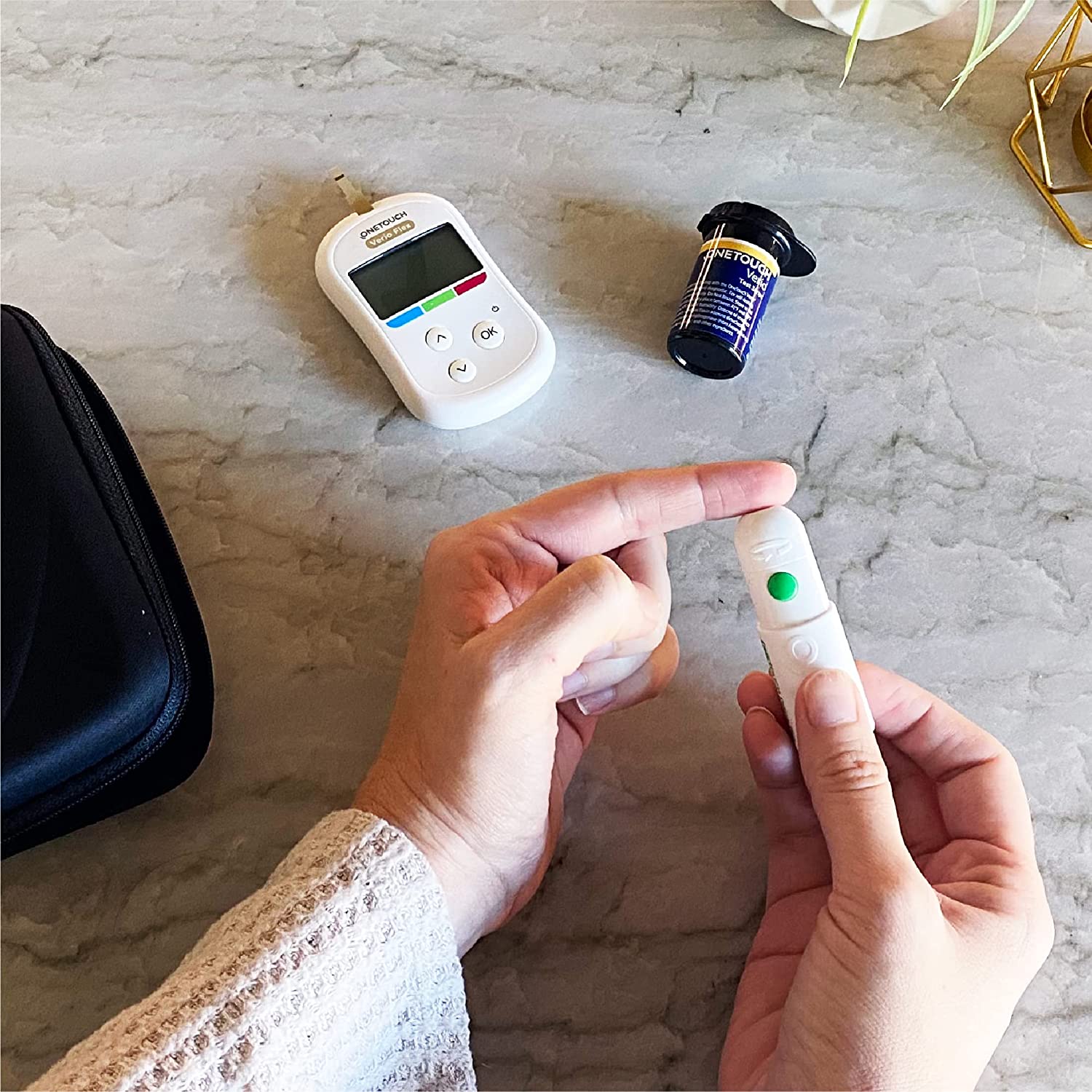 OneTouch Verio Flex Blood Glucose Meter | Glucose Monitor For Blood Sugar Test Kit | Includes Blood