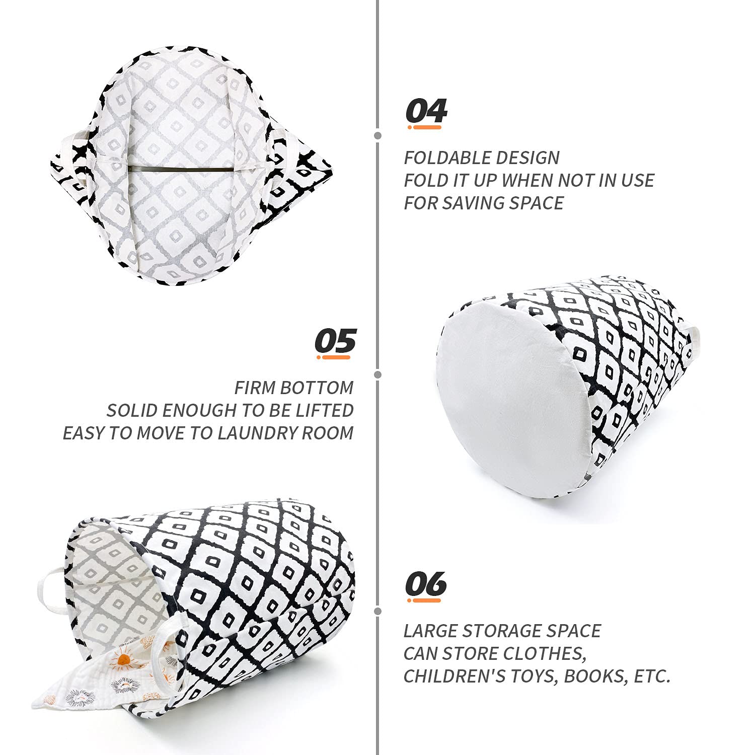 MHB Large Storage Basket, Waterproof Laundry Baskets, Collapsible Canvas Basket for Storage Bin for