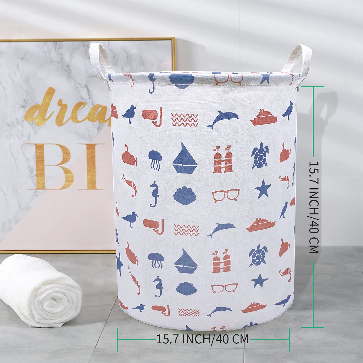 MHB Large Storage Basket, Waterproof Laundry Baskets, Collapsible Canvas Basket for Storage Bin for