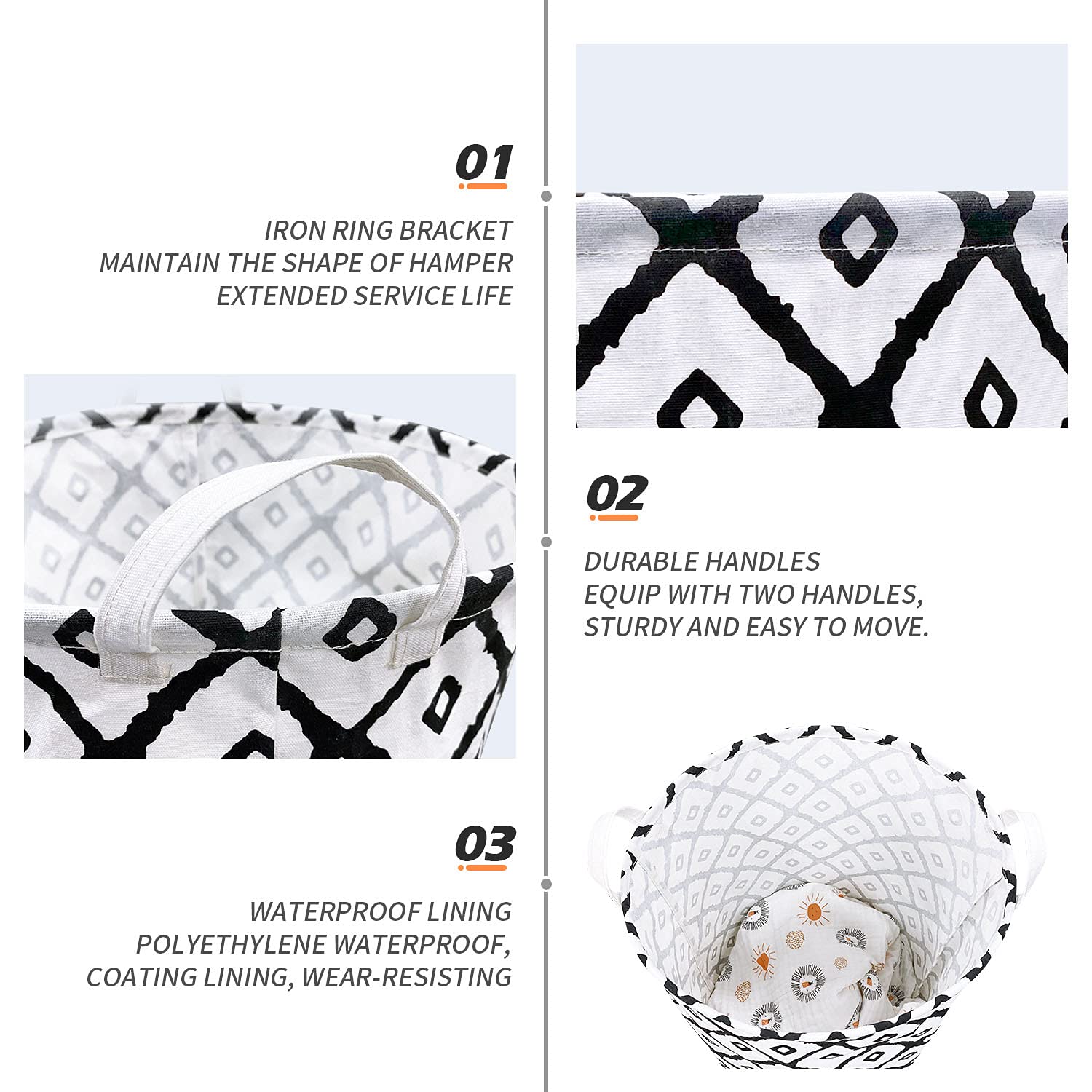 MHB Large Storage Basket, Waterproof Laundry Baskets, Collapsible Canvas Basket for Storage Bin for