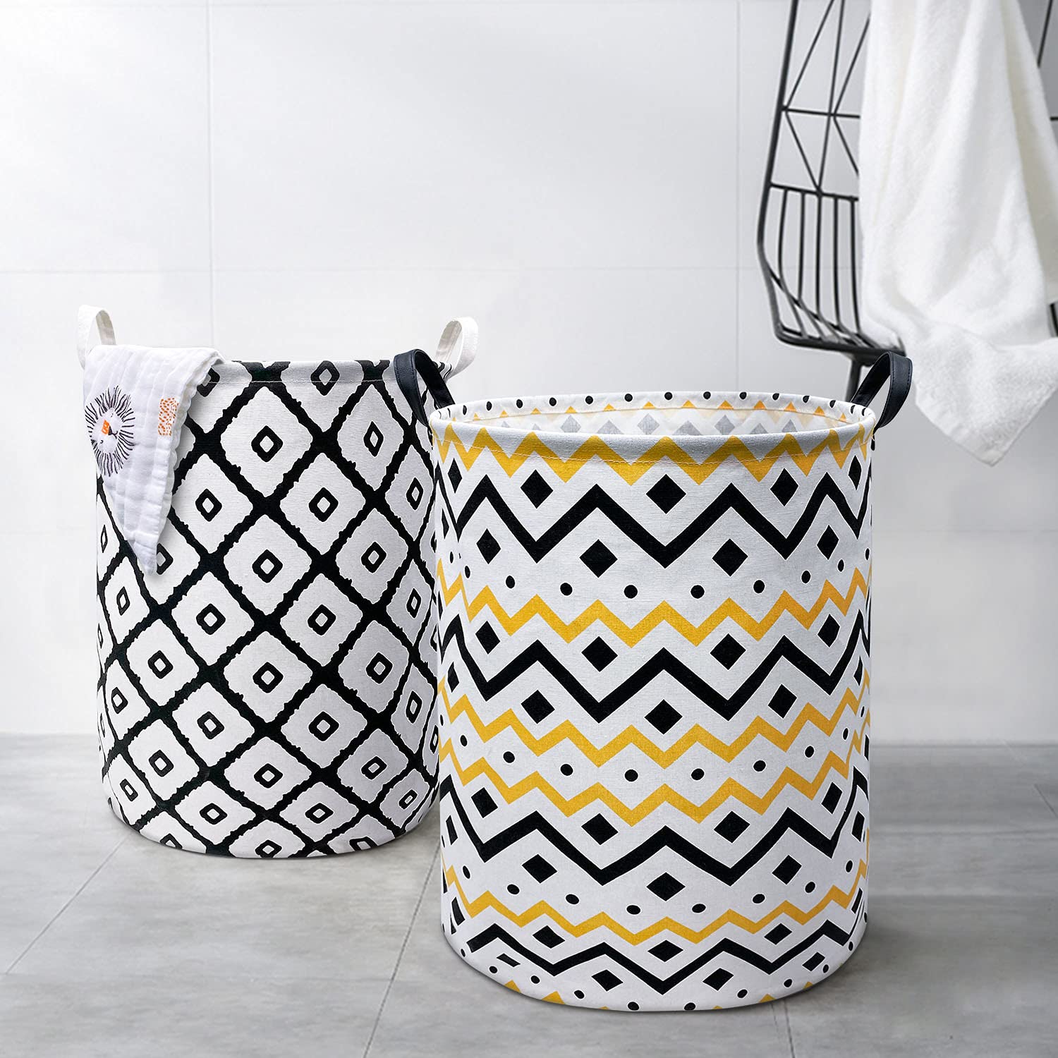 MHB Large Storage Basket, Waterproof Laundry Baskets, Collapsible Canvas Basket for Storage Bin for