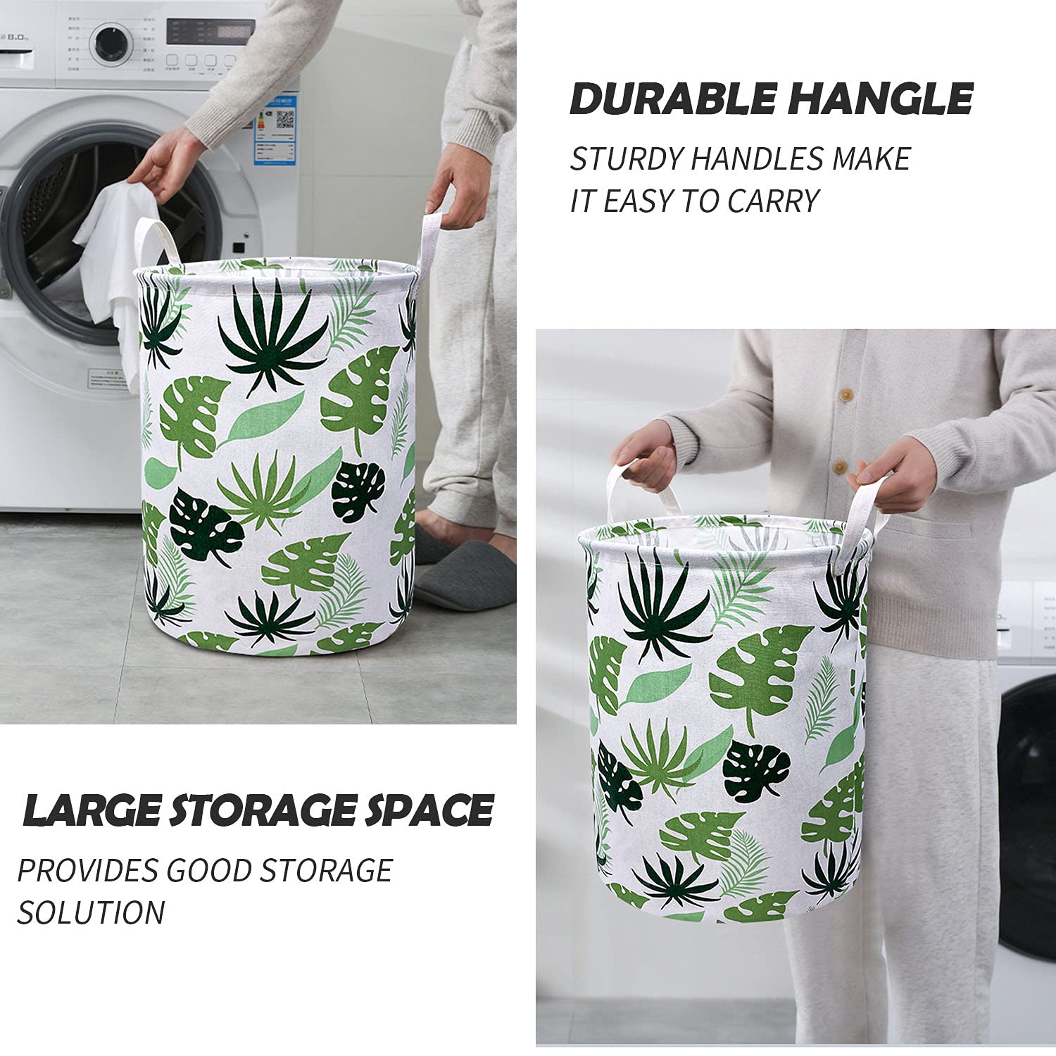 MHB Large Storage Basket, Waterproof Laundry Baskets, Collapsible Canvas Basket for Storage Bin for