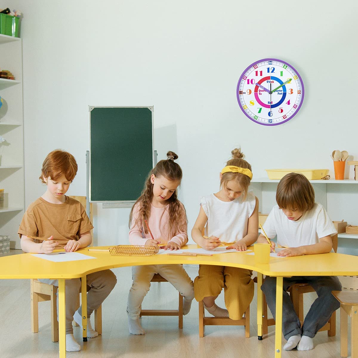 Telling Time Teaching Wall Clock, Silent Movement, Educational Wall Clock, Makes Kids Learning Time 