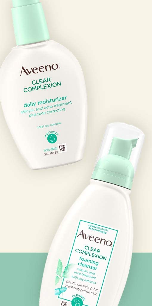 Aveeno Clear Complexion Salicylic Acid Acne-Fighting Daily Face Moisturizer with Total Soy Complex, 