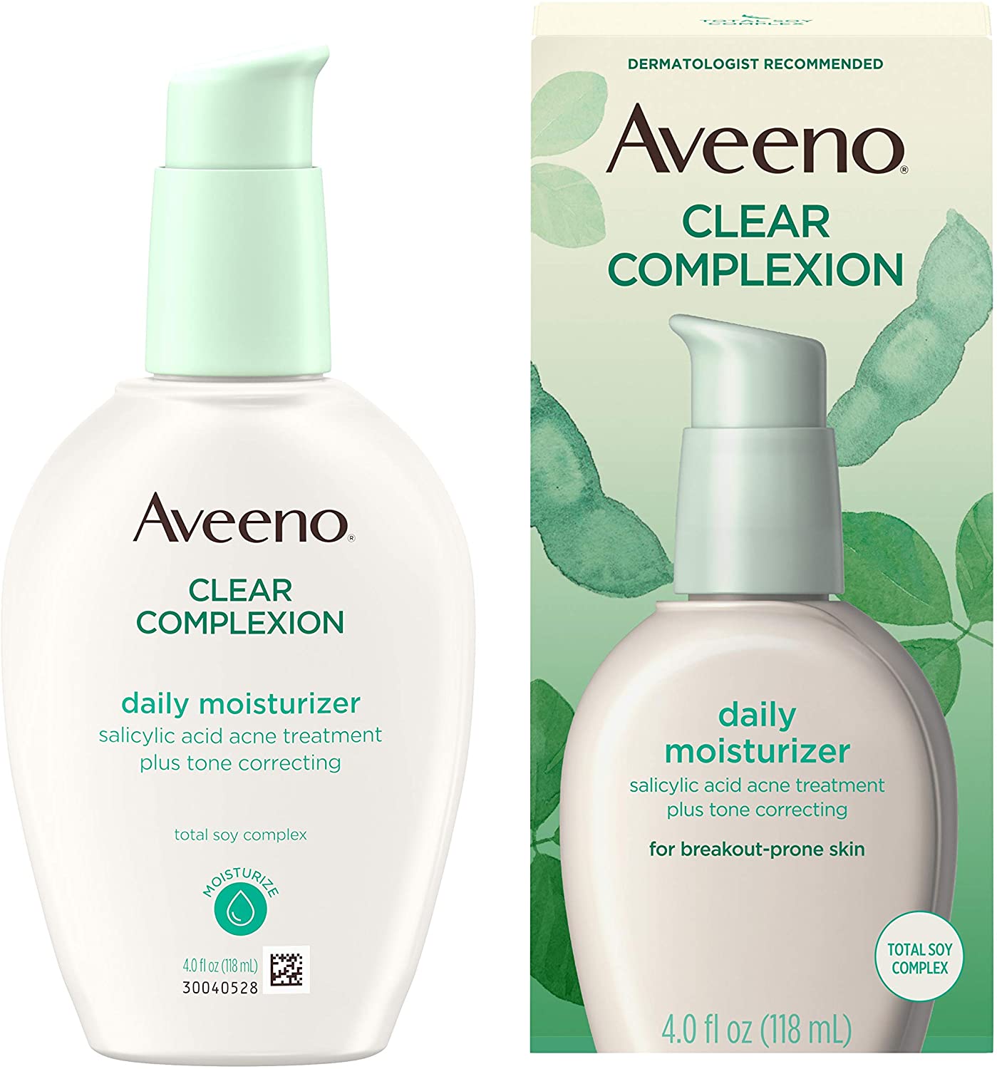 Aveeno Clear Complexion Salicylic Acid Acne-Fighting Daily Face Moisturizer with Total Soy Complex, 