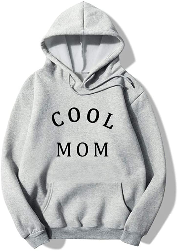 Dosoop Women Long Sleeve Shirt Letter Print Hoodies Drawstring Pocket Sweatshirts Sports Pullover Bl