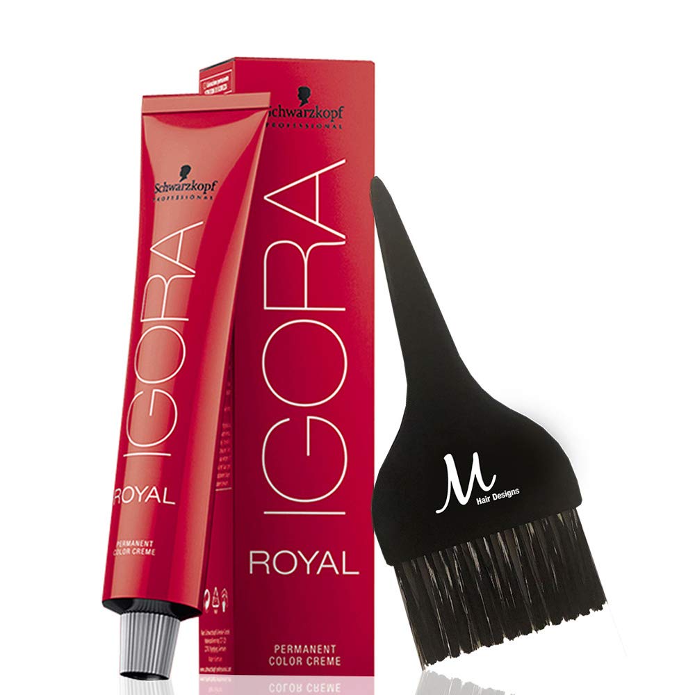 Schwarzkopf Igora Royal 9-0 Extra Light Blonde Permanent Hair Color and M Hair Designs Tint Brush (B