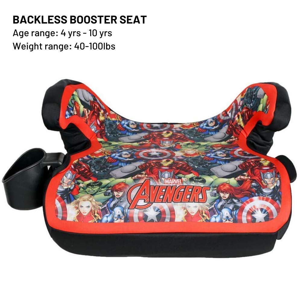 KidsEmbrace Marvel Avengers Backless Booster Car Seat with Seatbelt Positioning Clip