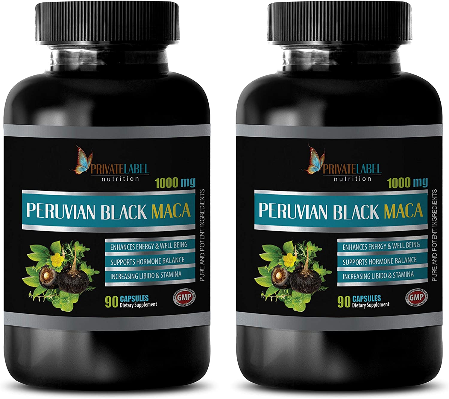 Men Strength Supplement - Peruvian Black MACA 1000 MG - Pure and Potent Ingredients - maca Extract f