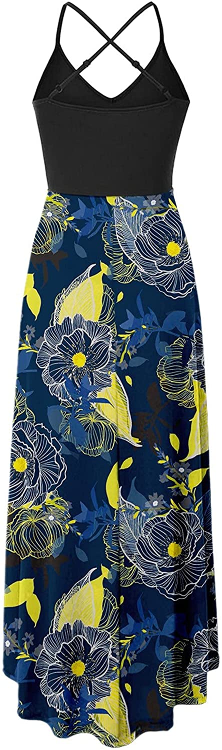 WYTong Women Party Maxi Dress V-Neck Elegant Irregular Hem Prints Summer Beach Dress Spaghetti Strap