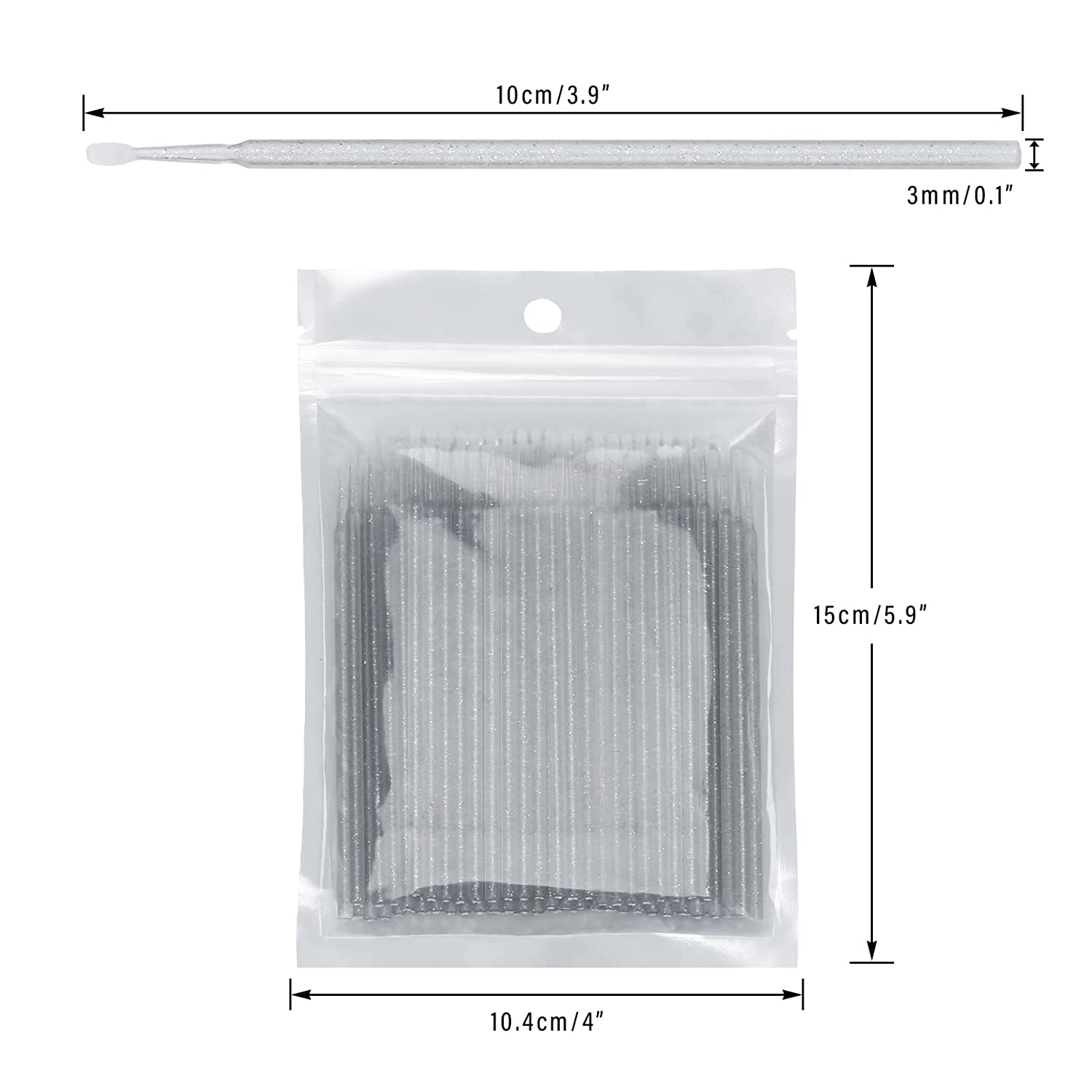 400PCS Crystal Micro Brush Applicator Disposable Micro Cotton Swabs for Eyelash Extensions Makeup Cl