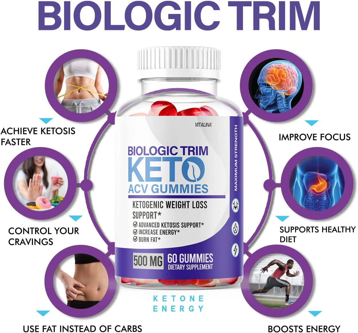 (3 Pack) Biologic Trim Gummies, Ketosis BiologicTrim ACV Gummies Original Advanced and Improved Form