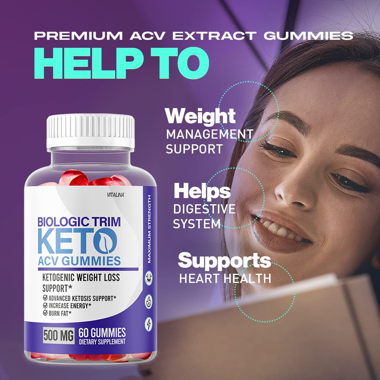 (3 Pack) Biologic Trim Gummies, Ketosis BiologicTrim ACV Gummies Original Advanced and Improved Form