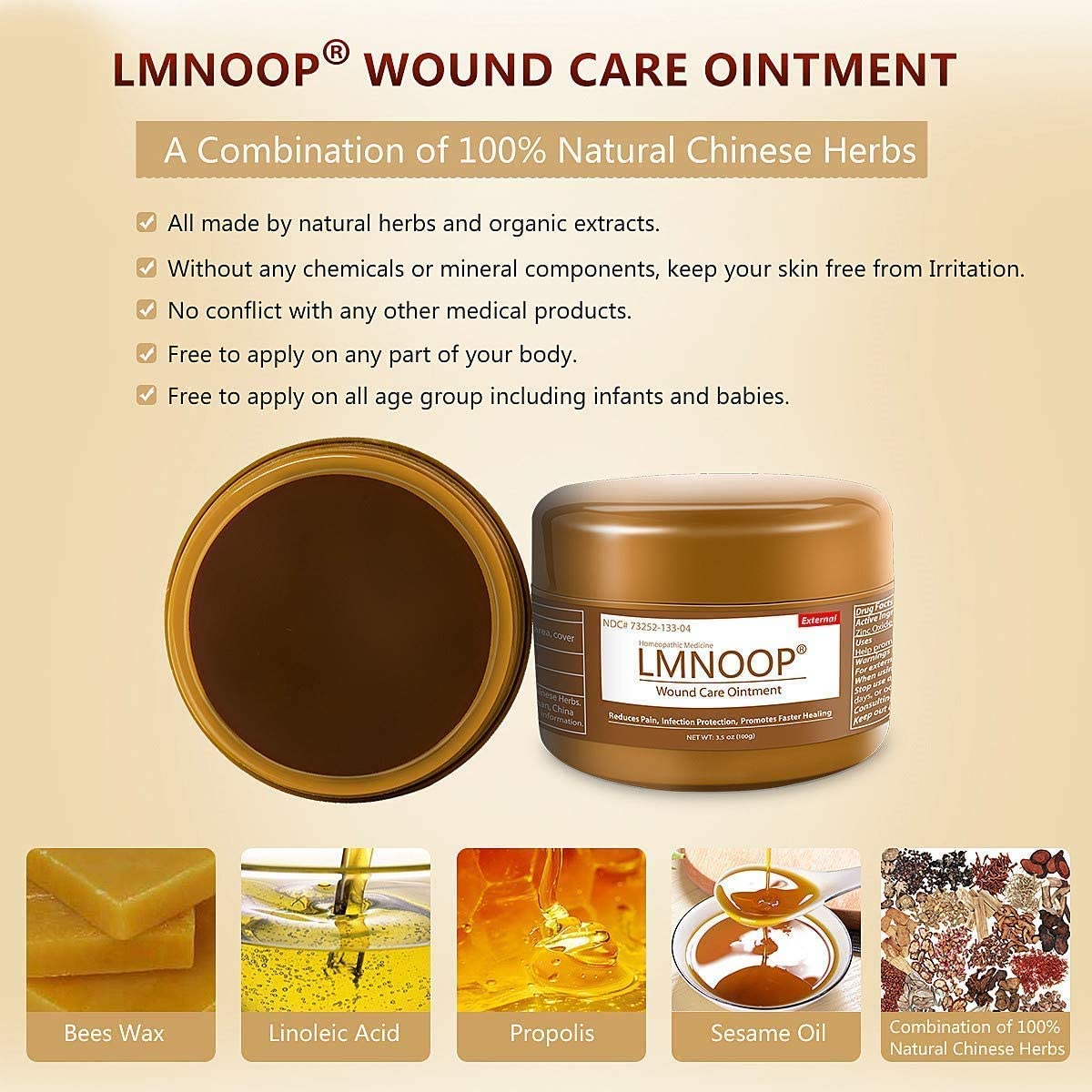 Bed Sore Cream, LMNOOP® Organic Bedsore Ointment, Bed Sores Treatment, Intense Fast Wound Healing O