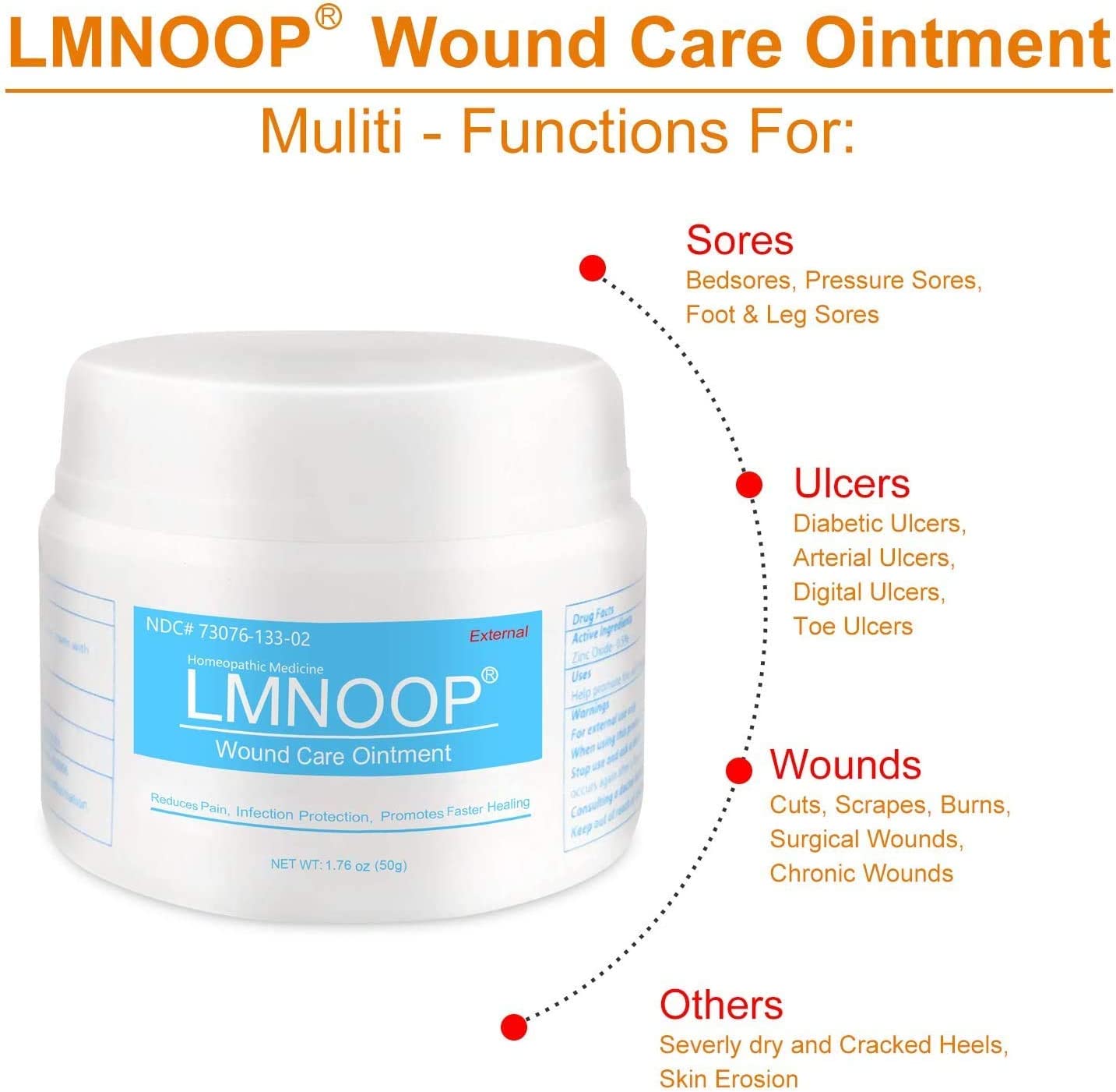 Bed Sore Cream, LMNOOP® Organic Bedsore Ointment, Bed Sores Treatment, Intense Fast Wound Healing O