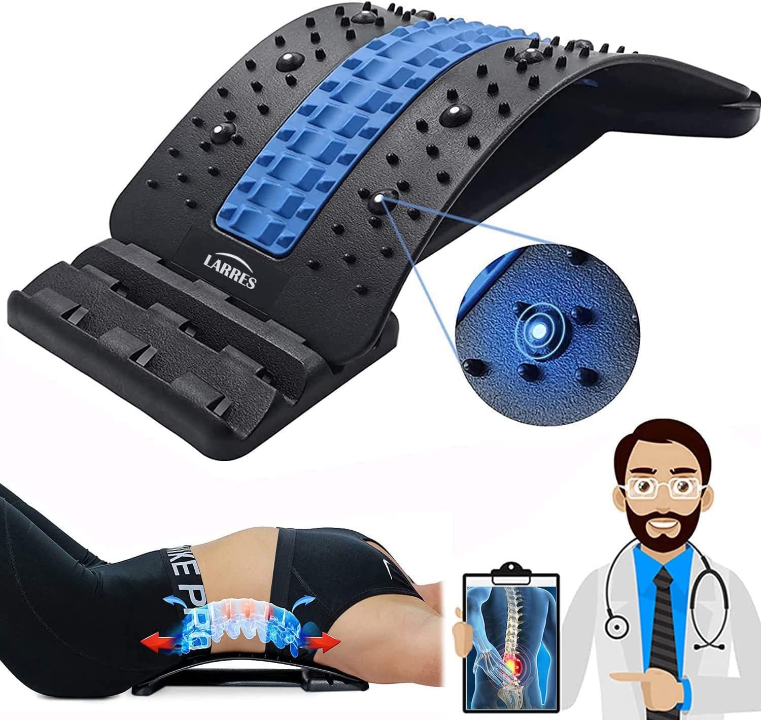 Back Stretcher, Spine Deck Back Stretcher for Lower Back, 4Level Back