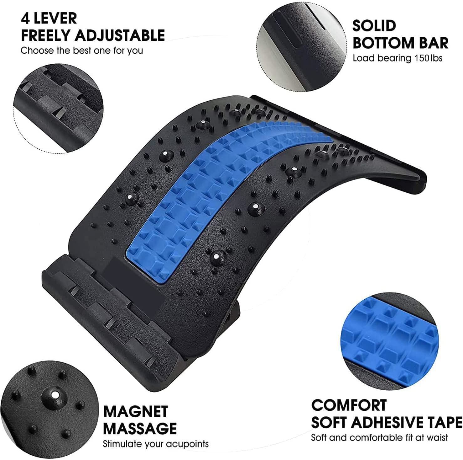 Back Stretcher, Spine Deck Back Stretcher for Lower Back, 4-Level Back Cracker