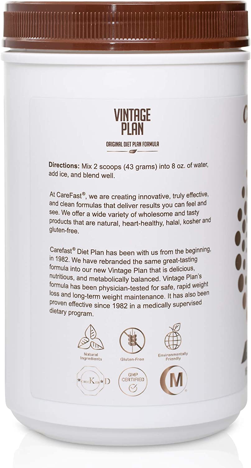 Carefast Vintage Plan Meal Replacement Mix - Chocolate - 21 Serving Weight Loss Powder - 15g Protein