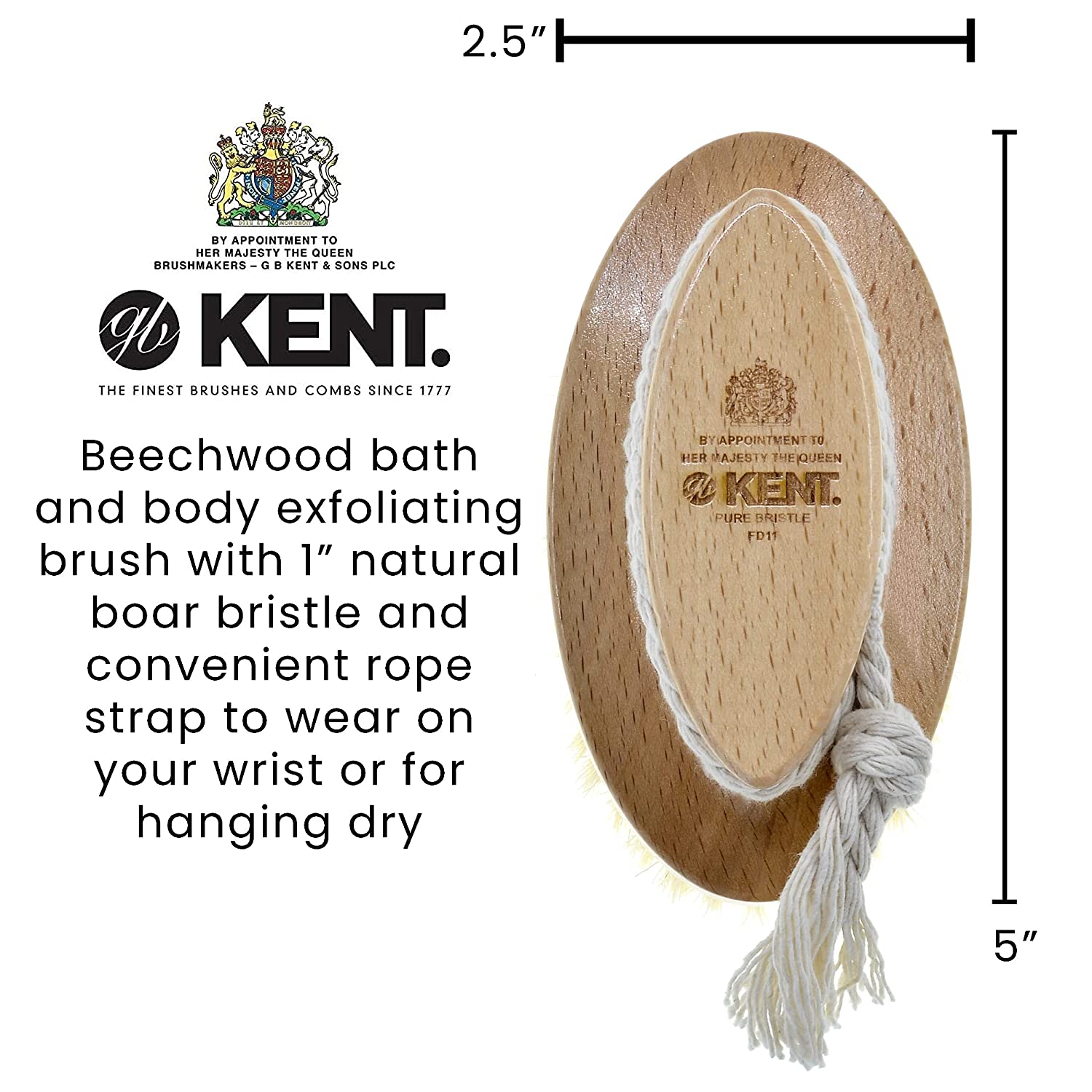 Kent FD11 Shower Brush Back Brush Shower Exfoliating Brush Body Wash Brush Oval Bath Brush Exfoliate