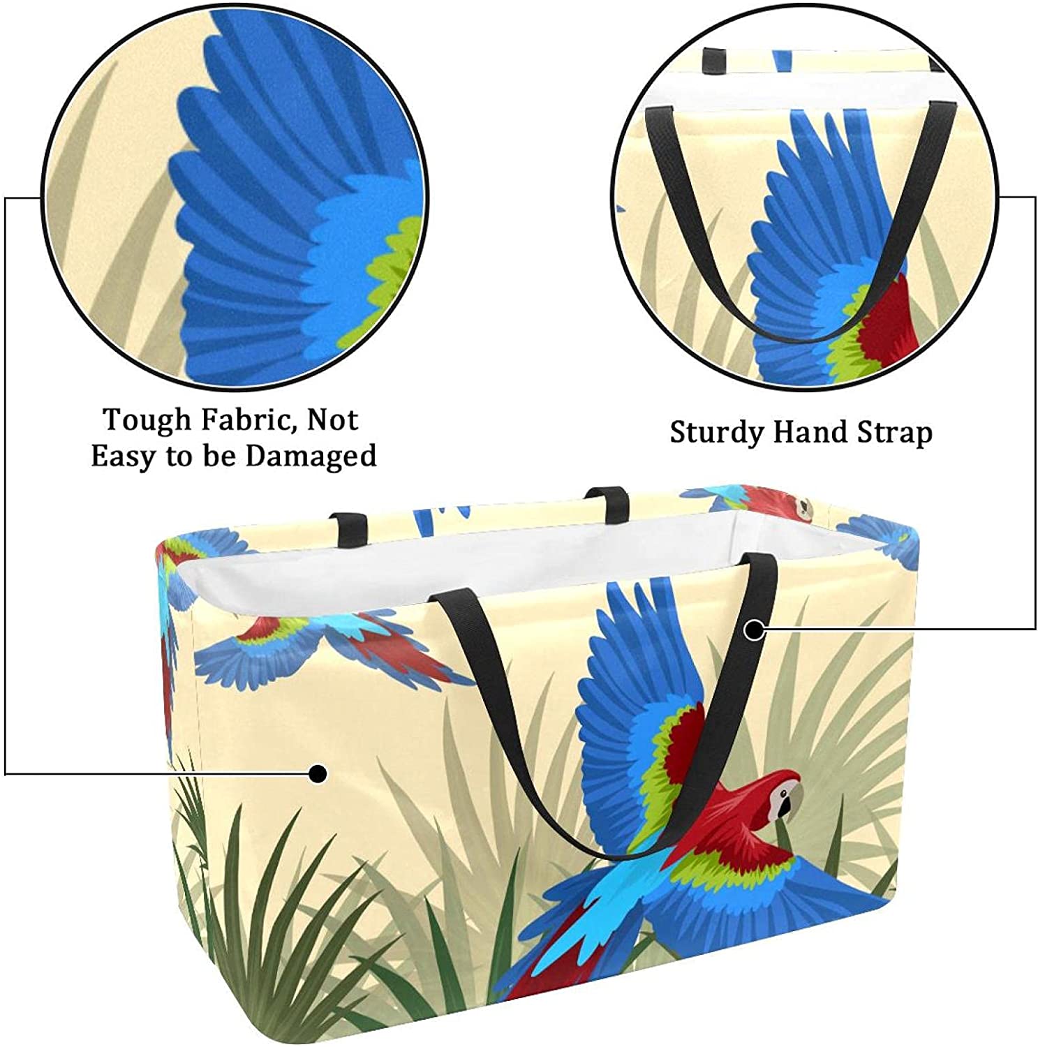 Reusable Grocery Bags Simple Cute Foldable Washable Large Storage Bins Basket Shopping Tote Bag