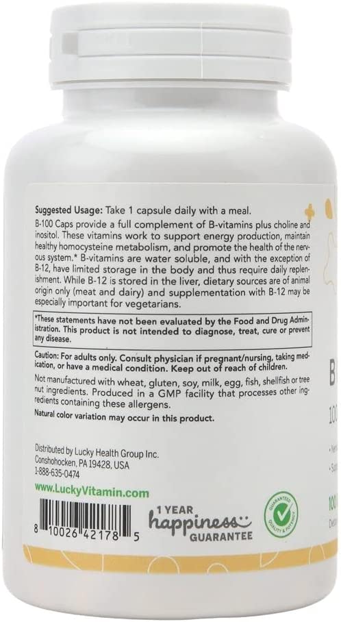 LuckyVitamin - B Complex 100 mg. - 100 Veg Capsules