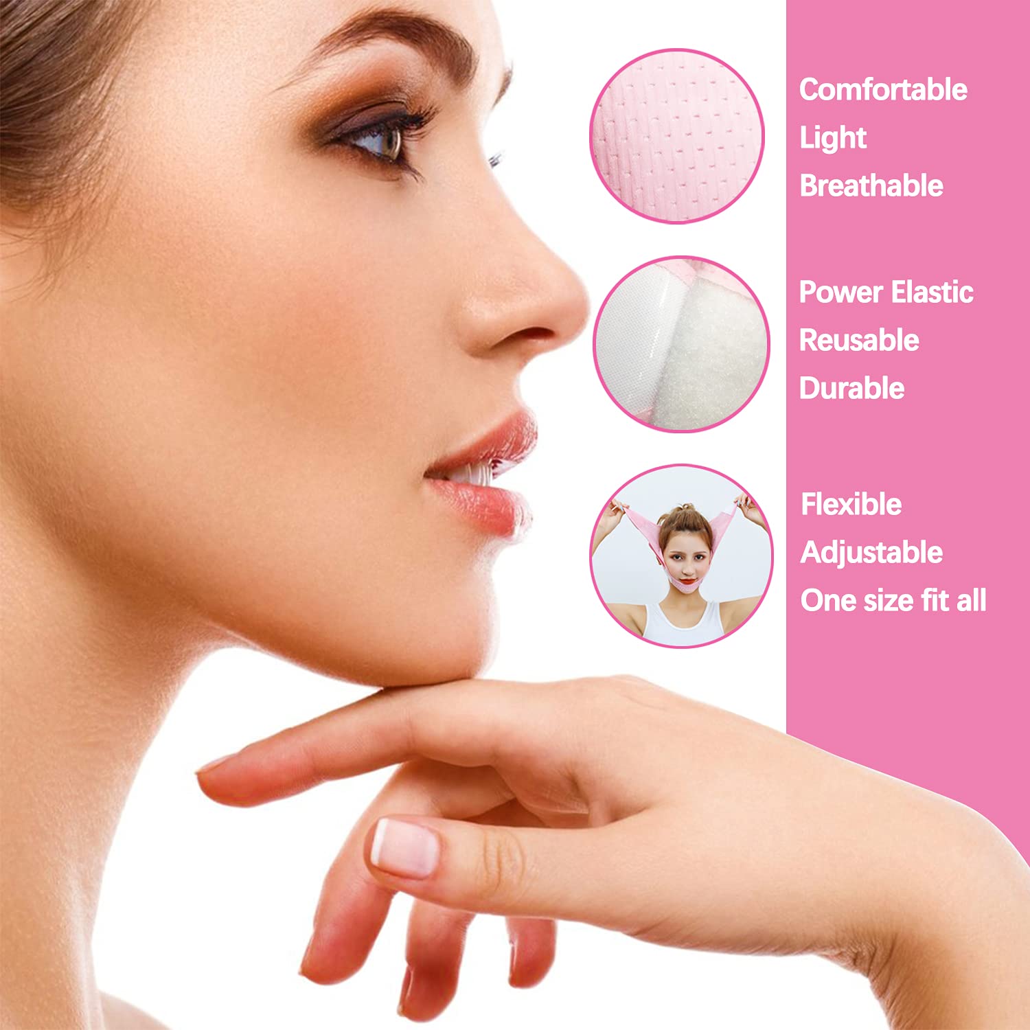 Double Chin Reducer, Face Slimming Strap, V Shaped Mask Chin UP Face Lifting Belt for women, Anti- W