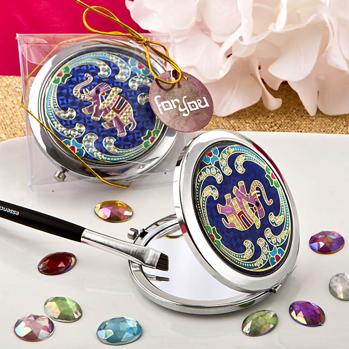 40 Indian Elephant Themed Metal Compact Mirror