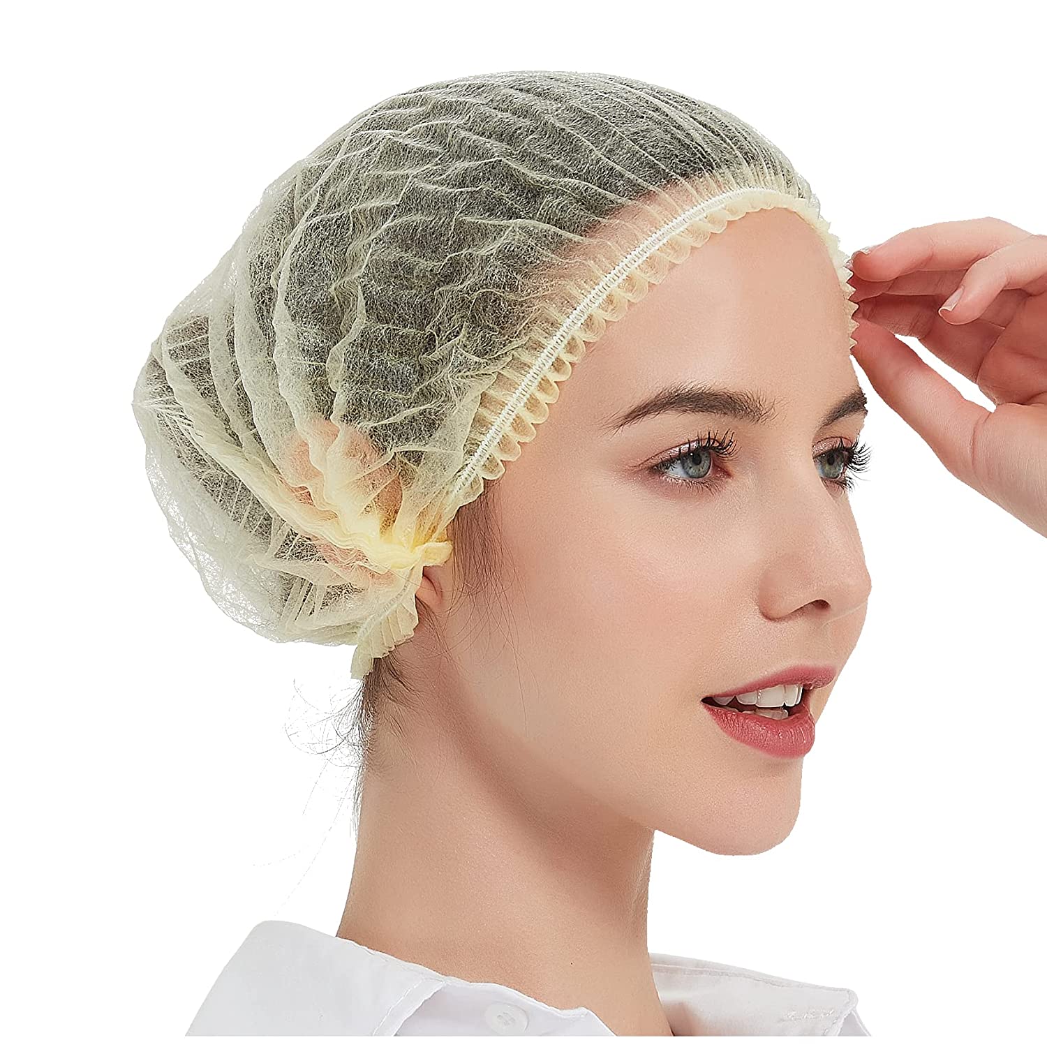 ProtectX Disposable Bouffant (Hair Net) Caps Hair Head Cover Nets 21” (Yellow 100 pack)